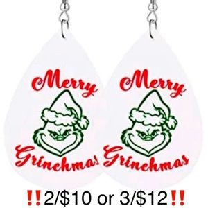 The Grinch “Merry Grinchmas” Faux Leather Christmas Earrings